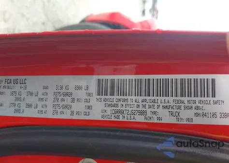 2018 Ram 1500 Express 4X2 5'7 Box from USA, damaged, VIN 1C6RR6KT2JS279889